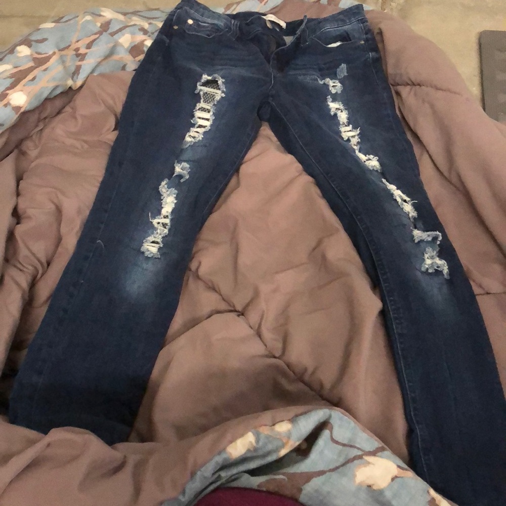 Size 9 holy fishnet skinny jeans